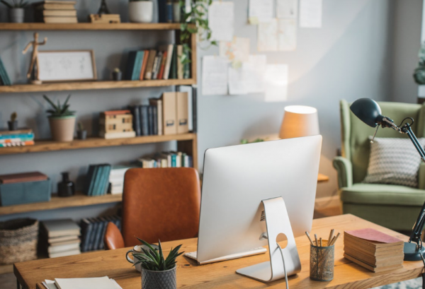 Meja kerja dengan pencahayaan terintegrasi untuk menerangi area kerja dengan baik